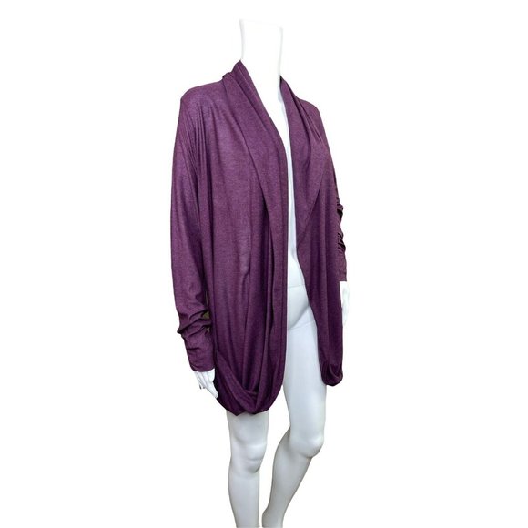 Magachoni Purple Modal  Wool Open Draped Cardigan Sweater Size Large - Picture 2 of 8